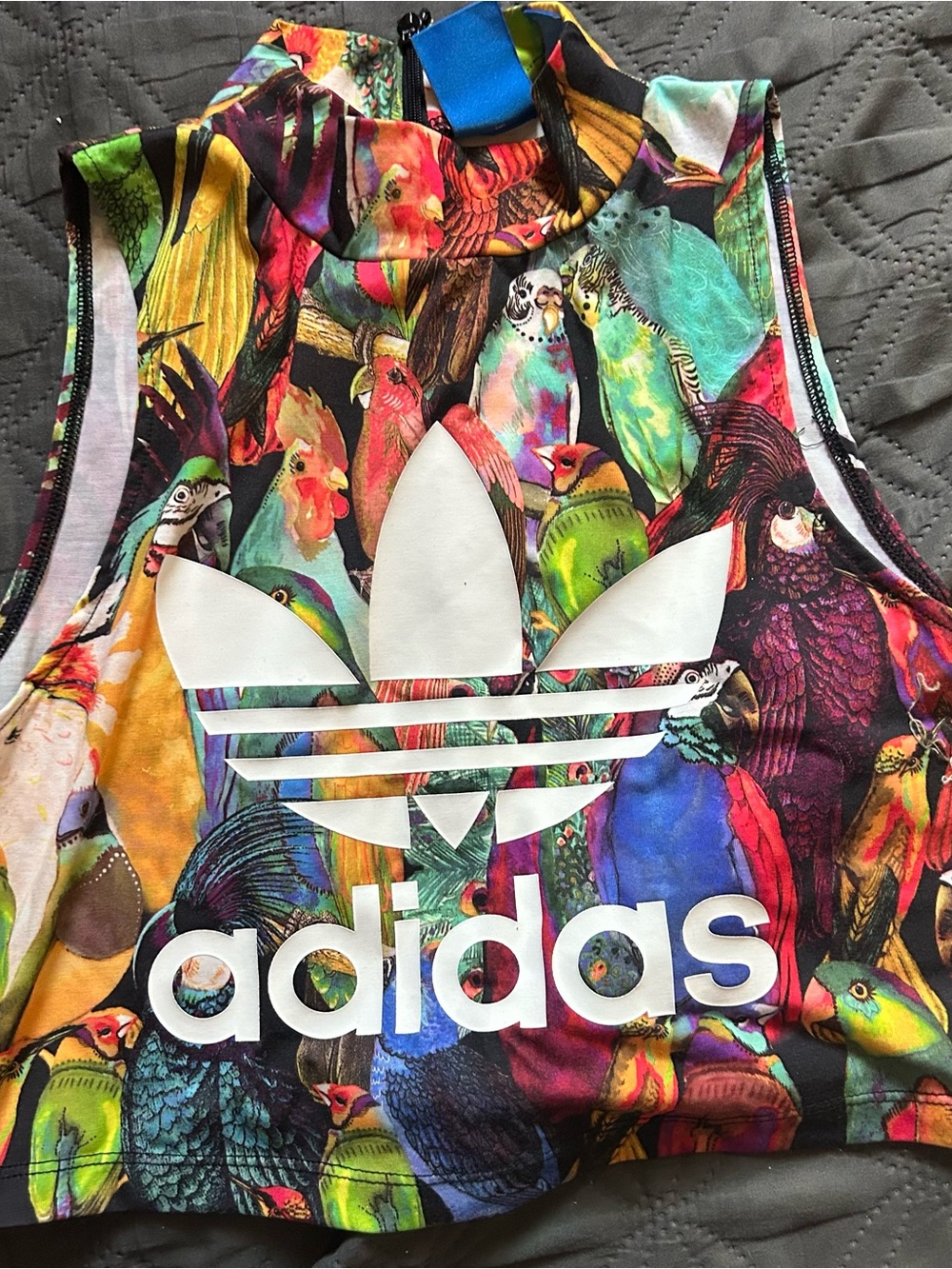 adidas Kids Bright Multicolor Parrot Print Crop One-Piece